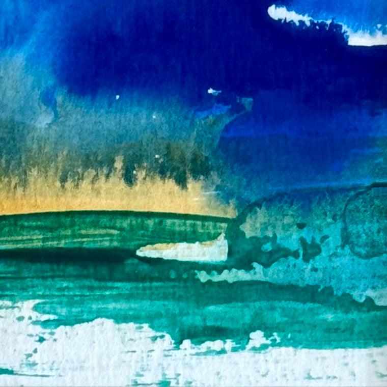 "Shoreline II" - 6 x 6 cm - Ink and Acrylic on paper