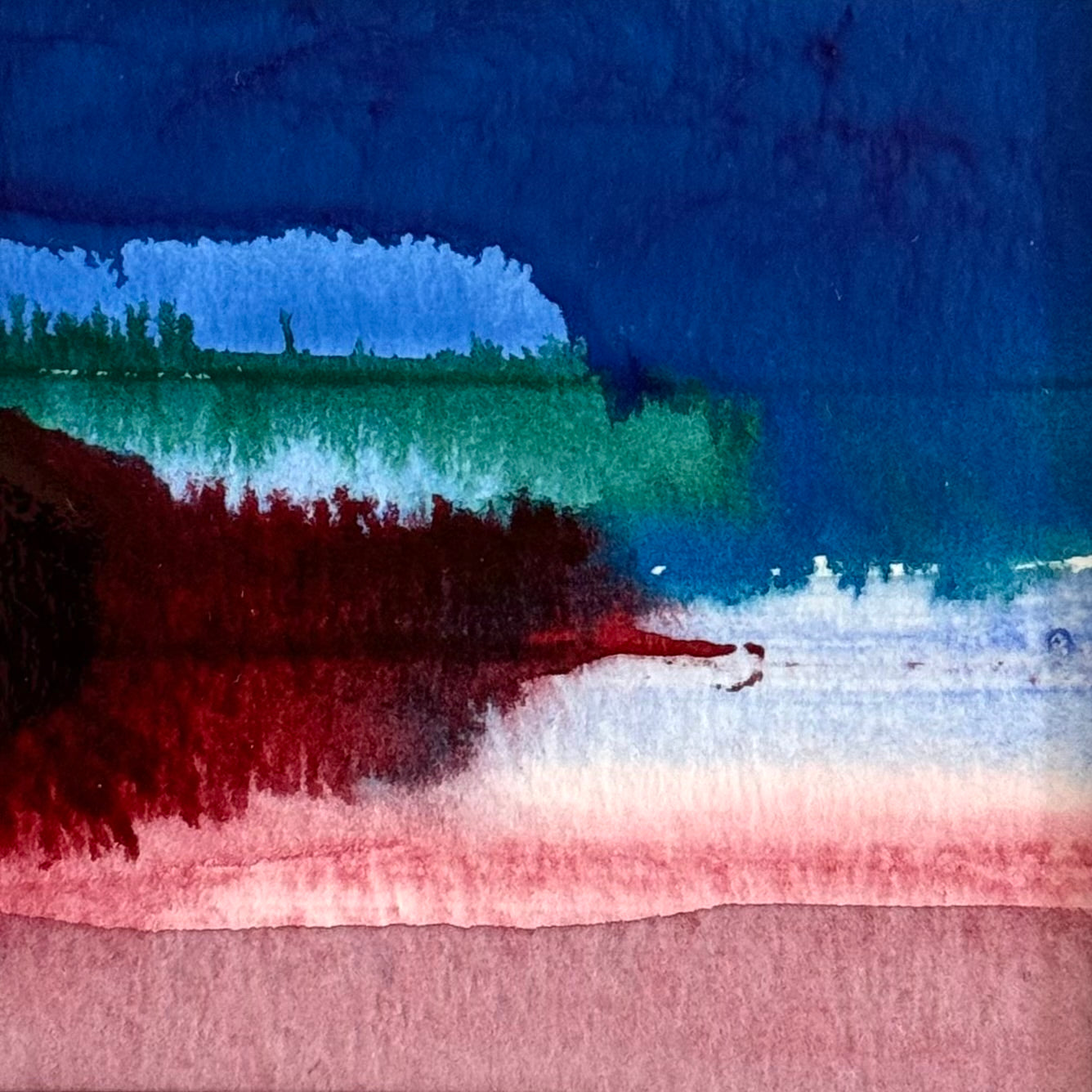 "Shoreline IV" - 6 x 6 cm - Ink and Acrylic on paper