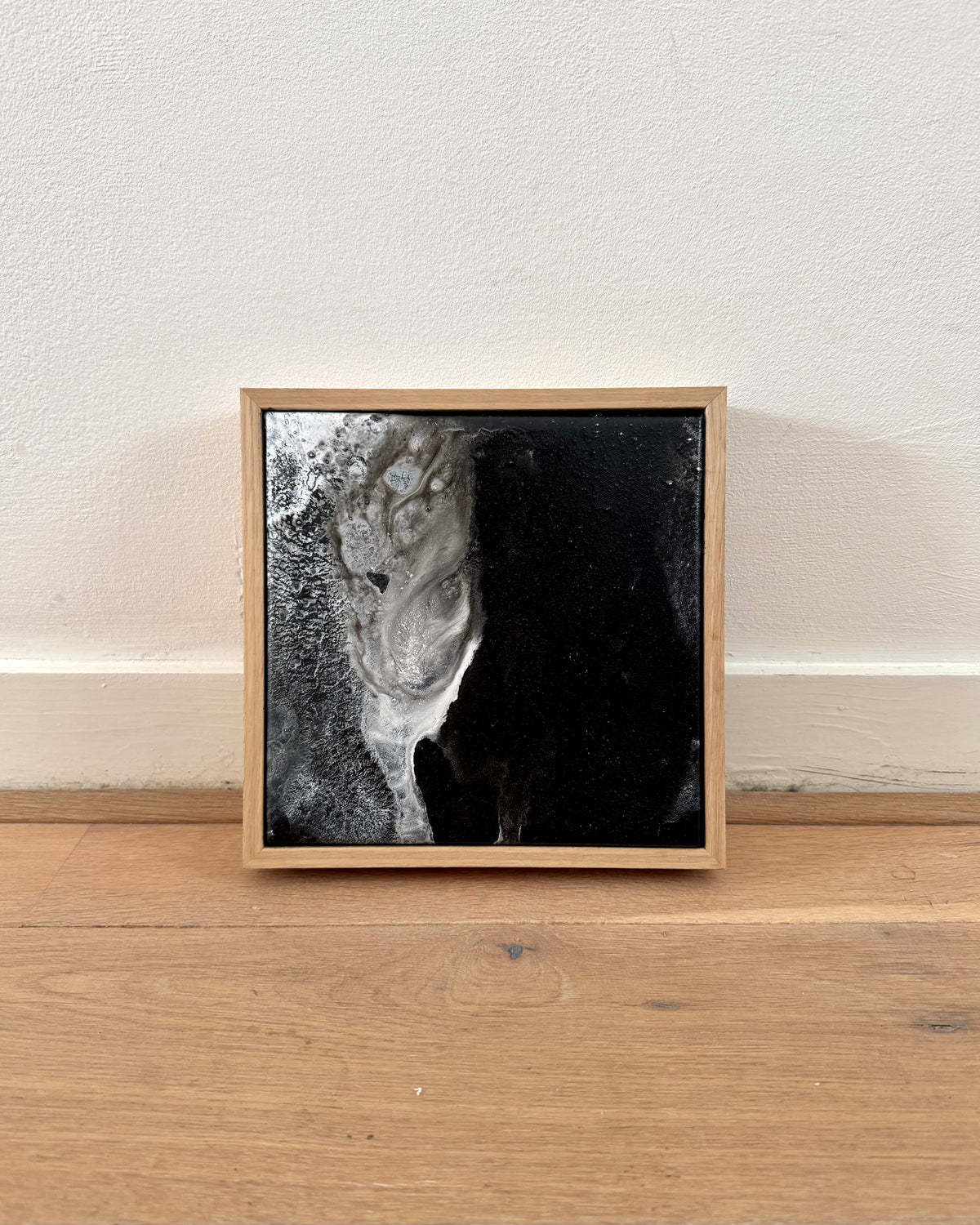 "Traces V", 20 x 20, framed in oak