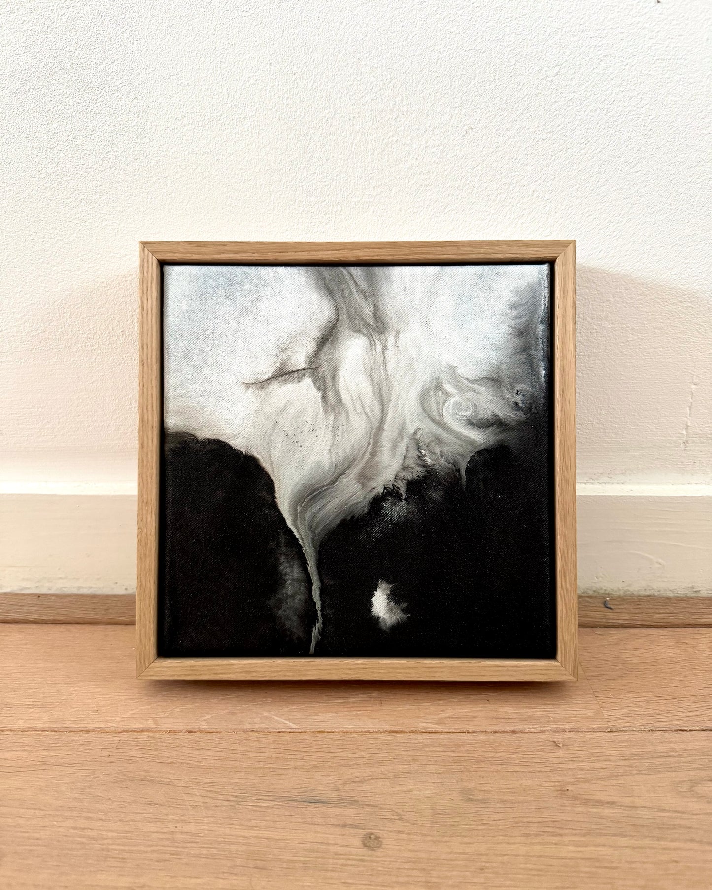 "Fractions III", 20 x 20, framed in oak