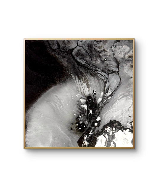 "Fractions II", 20 x 20, framed in oak