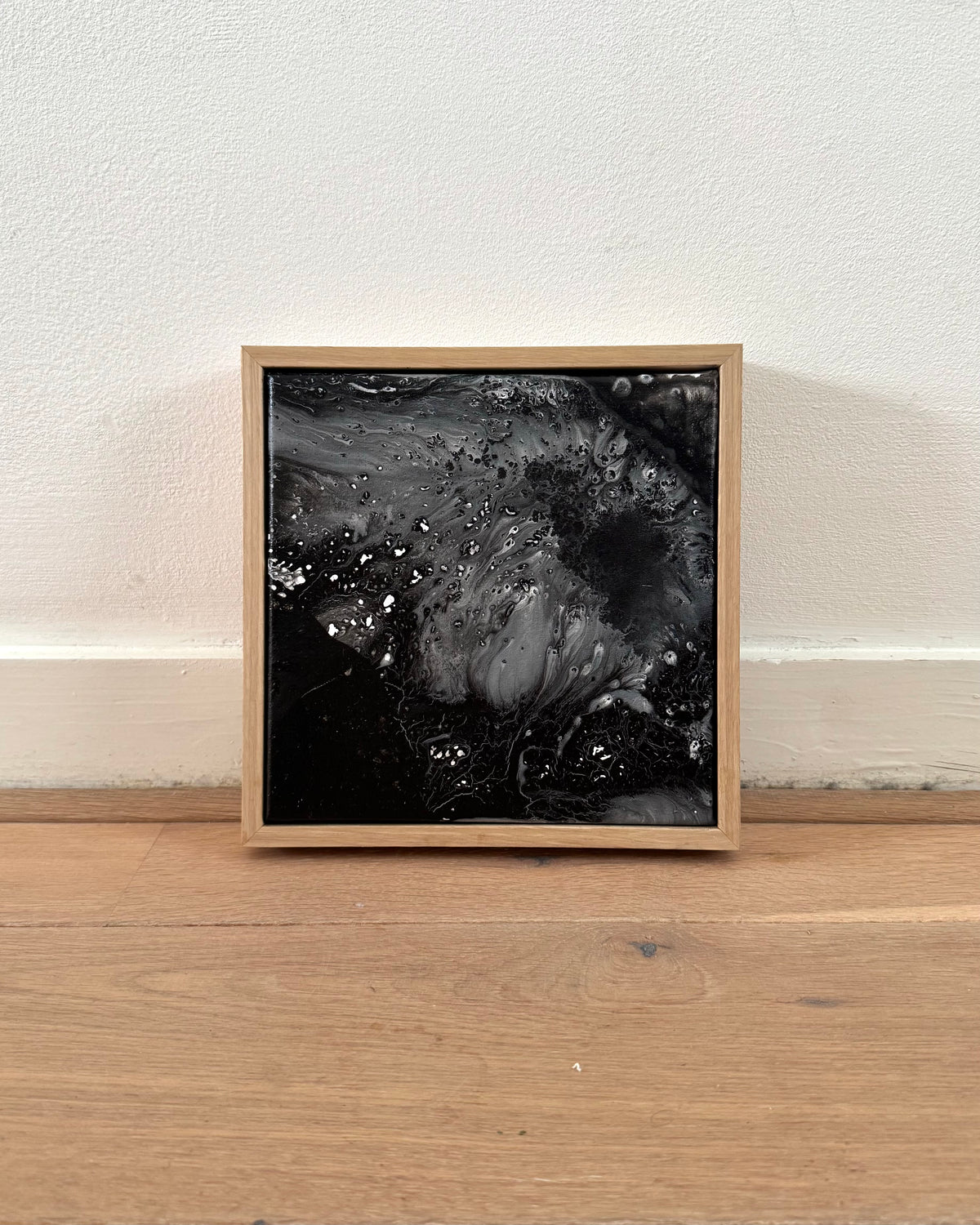 "Traces III", 20 x 20, framed in oak