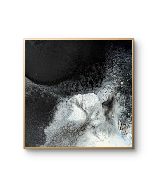 "Fractions IV", 20 x 20, framed in oak