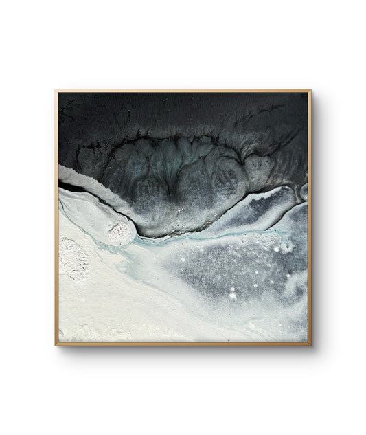 "Fractions I", 20 x 20, framed in oak