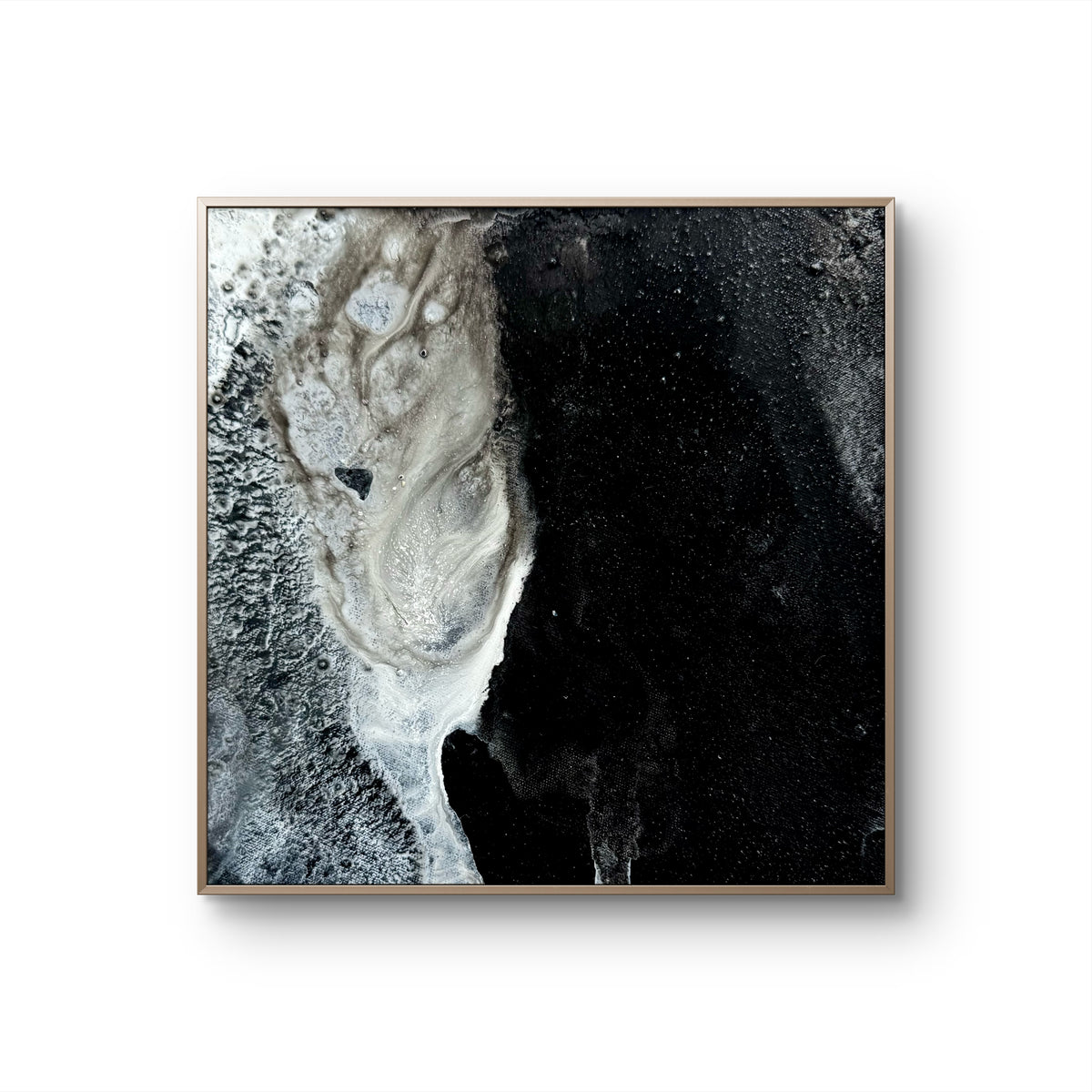 "Traces V", 20 x 20, framed in oak