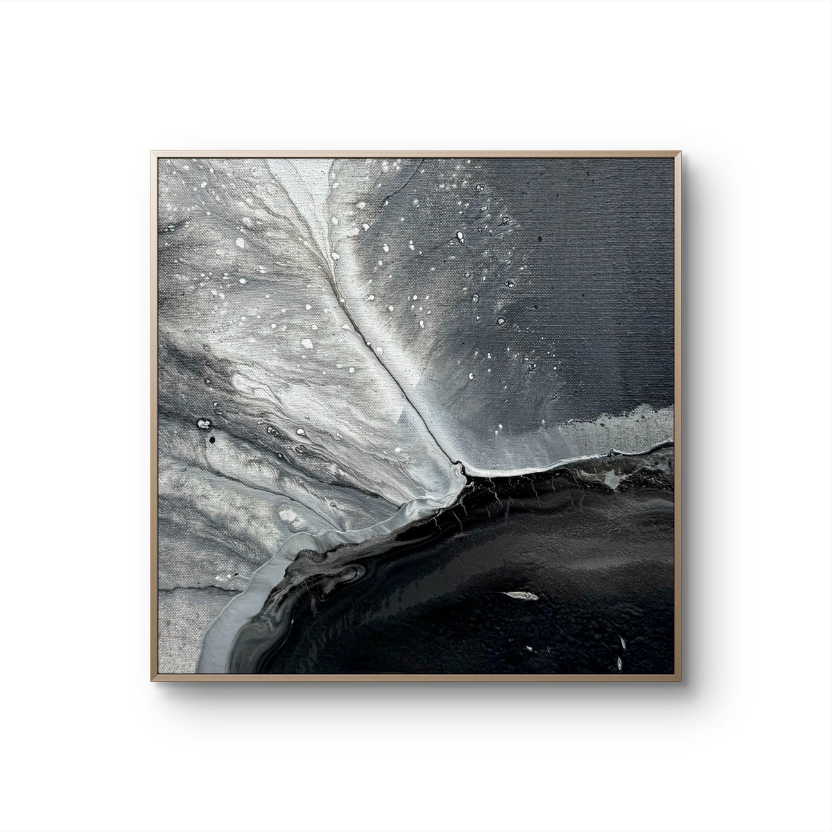 "Traces IV", 20 x 20, framed in oak